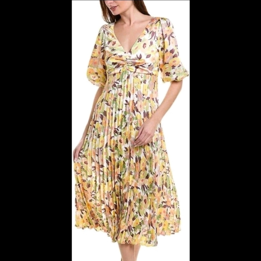 LIKELY Patricia Pleated Floral Print Midi Dress, Size 4 (YD19866437Y) NWT